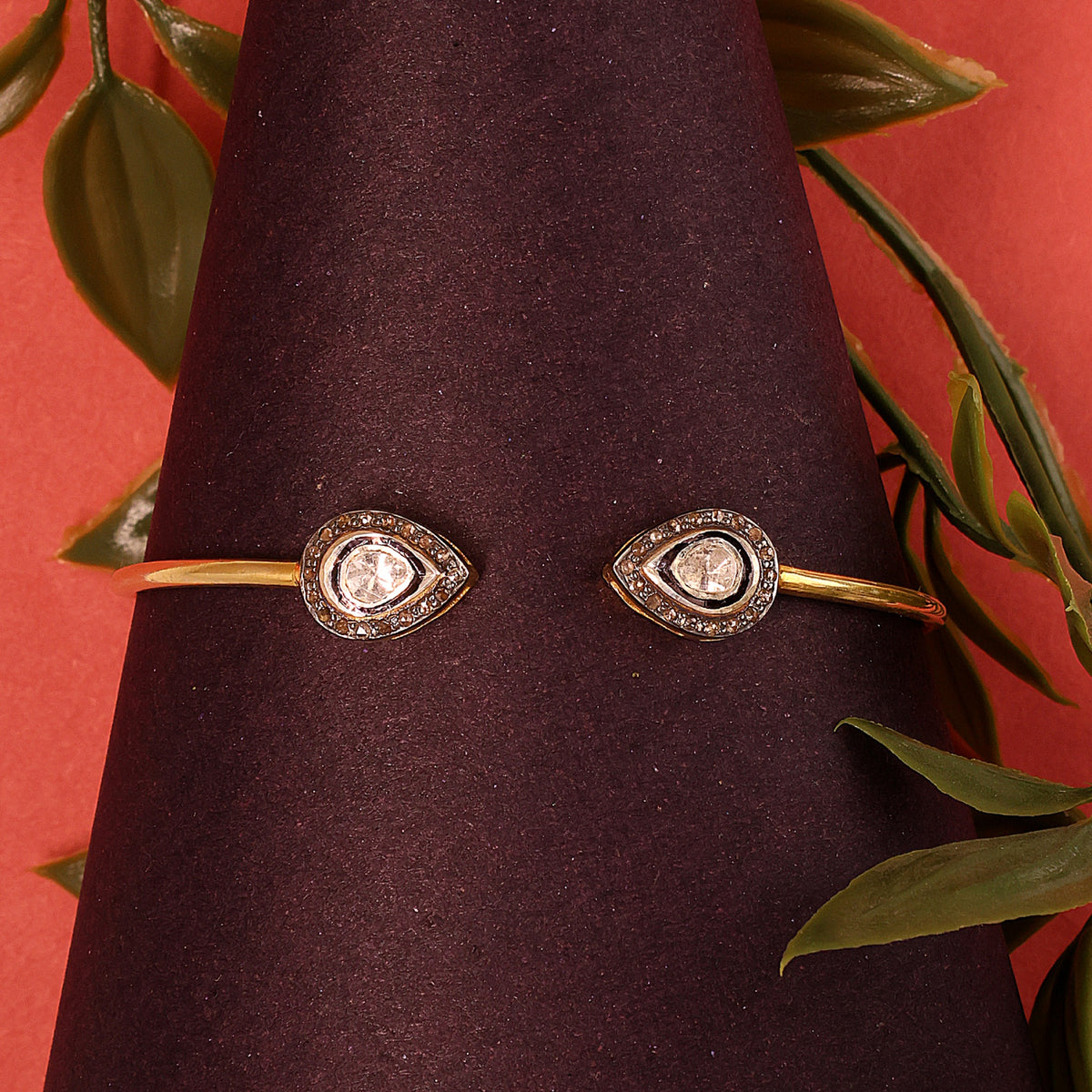 Gold Plated Diamond Polki Regal Victorian Bracelet