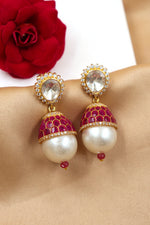 Moissanite & Pearl Royal Enamel Earring