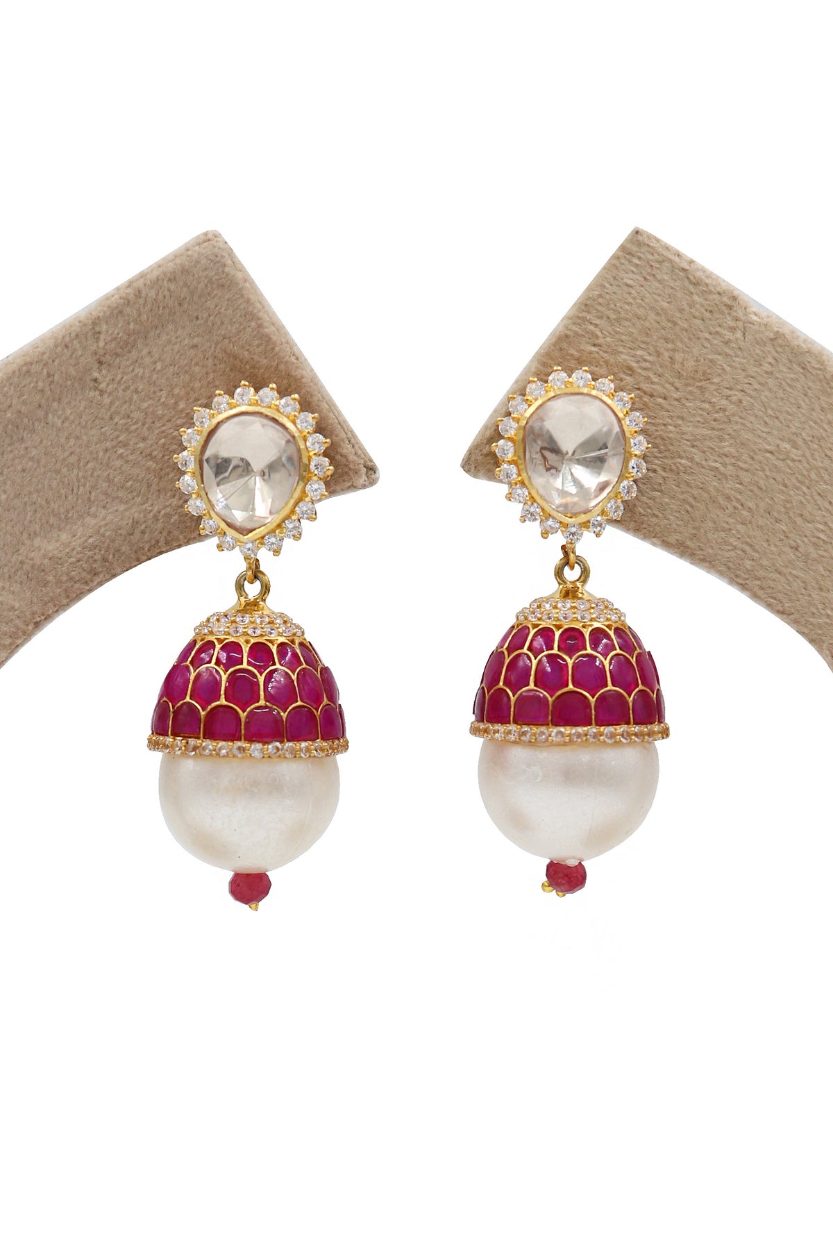 Moissanite & Pearl Royal Enamel Earring