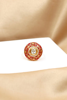 Moissanite Enamel Crown Ring