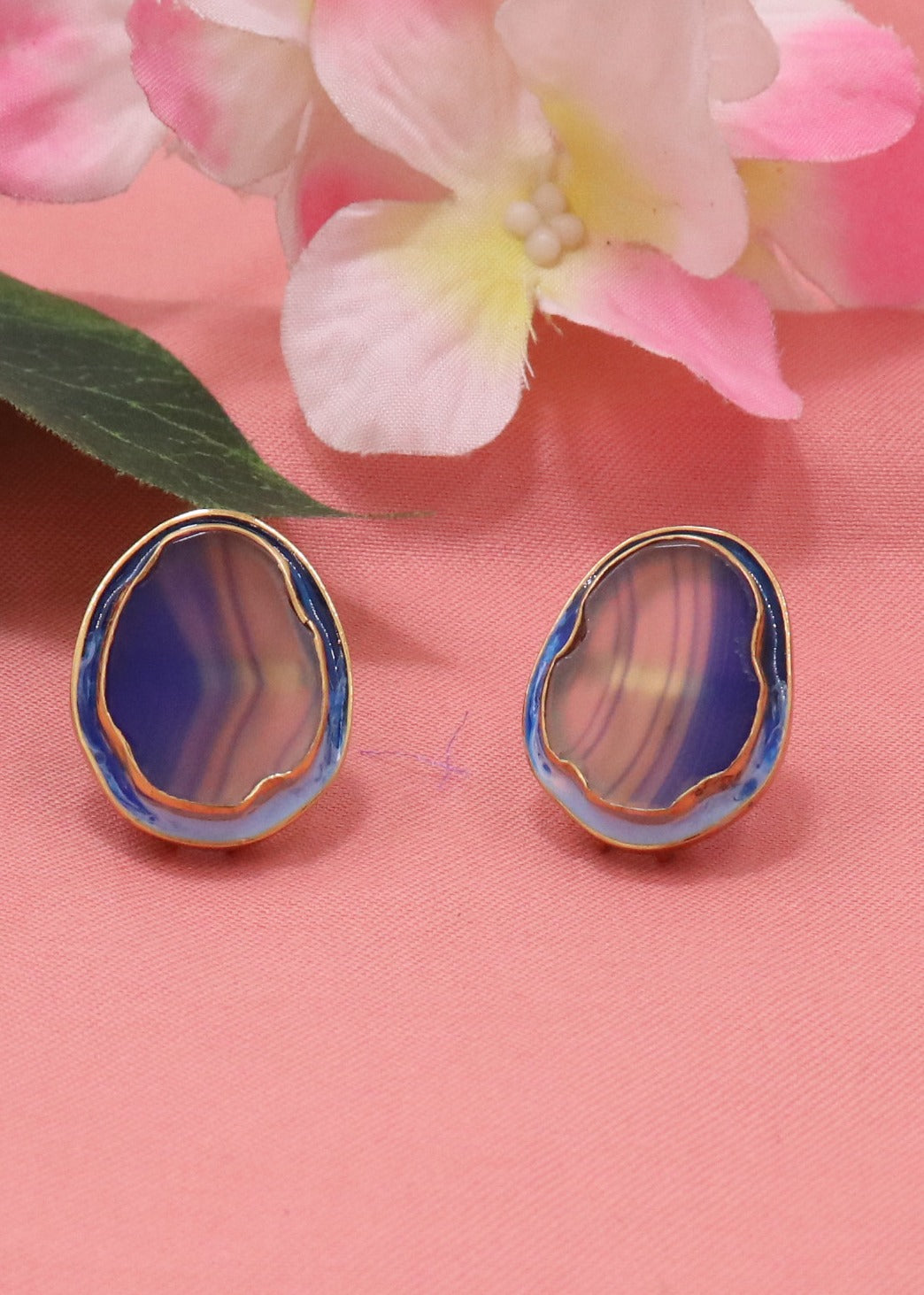 Arohi Meenakari Gold Plated Silver Stud Earrings