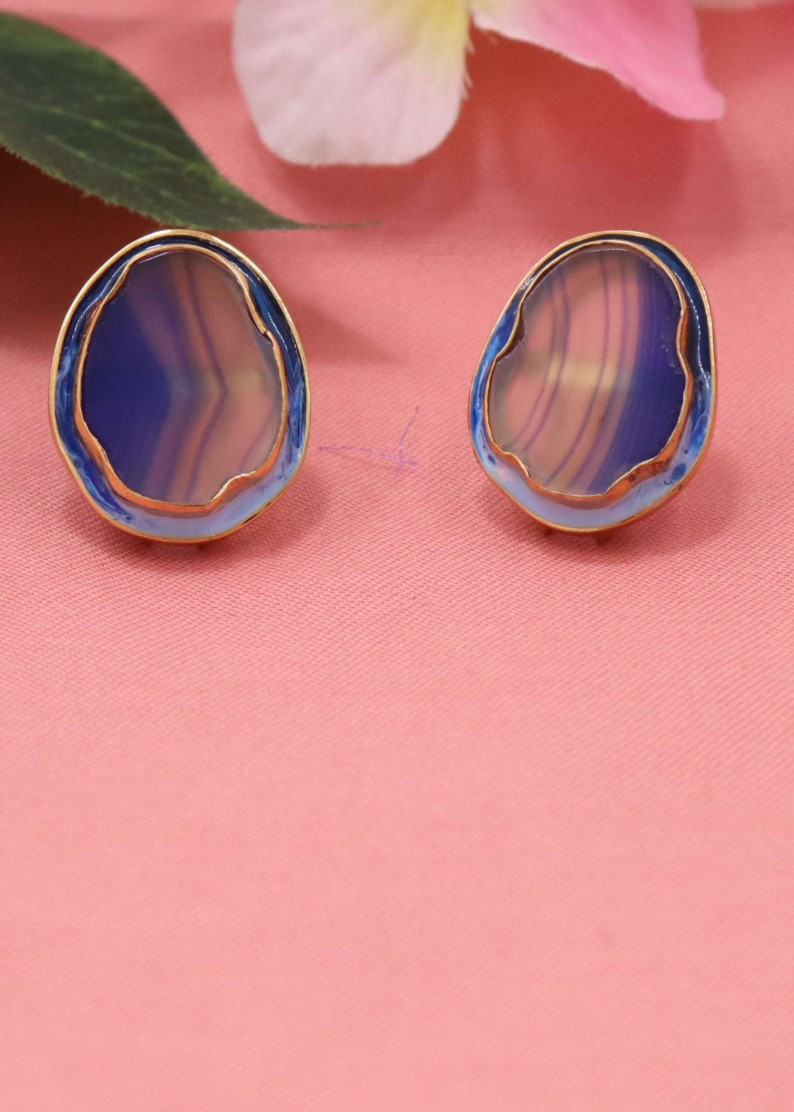 Arohi Meenakari Gold Plated Silver Stud Earrings