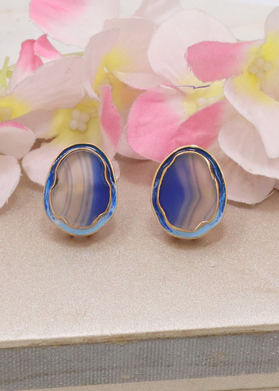 Arohi Meenakari Gold Plated Silver Stud Earrings