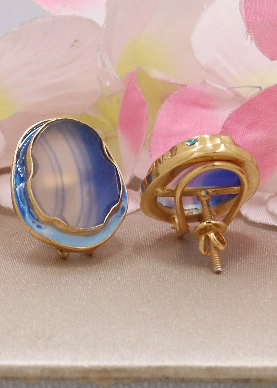 Arohi Meenakari Gold Plated Silver Stud Earrings