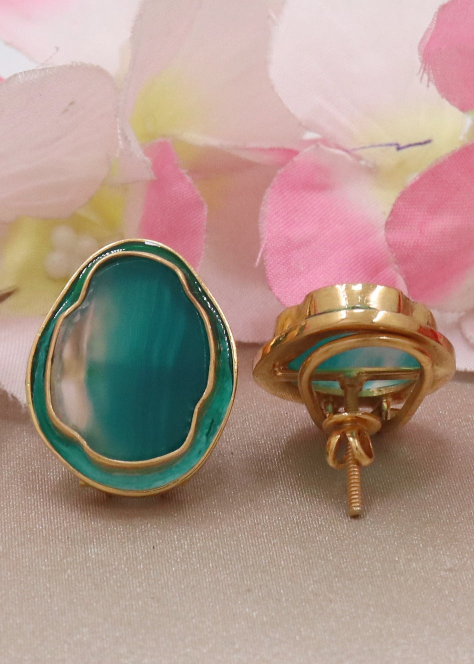 Arohi Meenakari Gold Plated Silver Stud Earrings