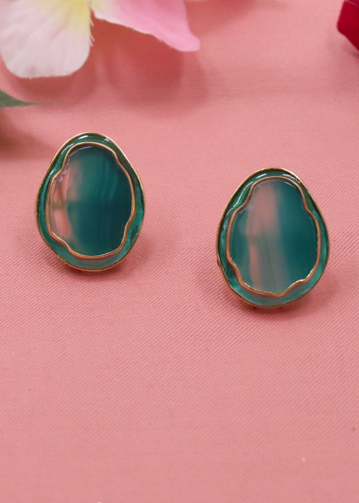 Arohi Meenakari Gold Plated Silver Stud Earrings