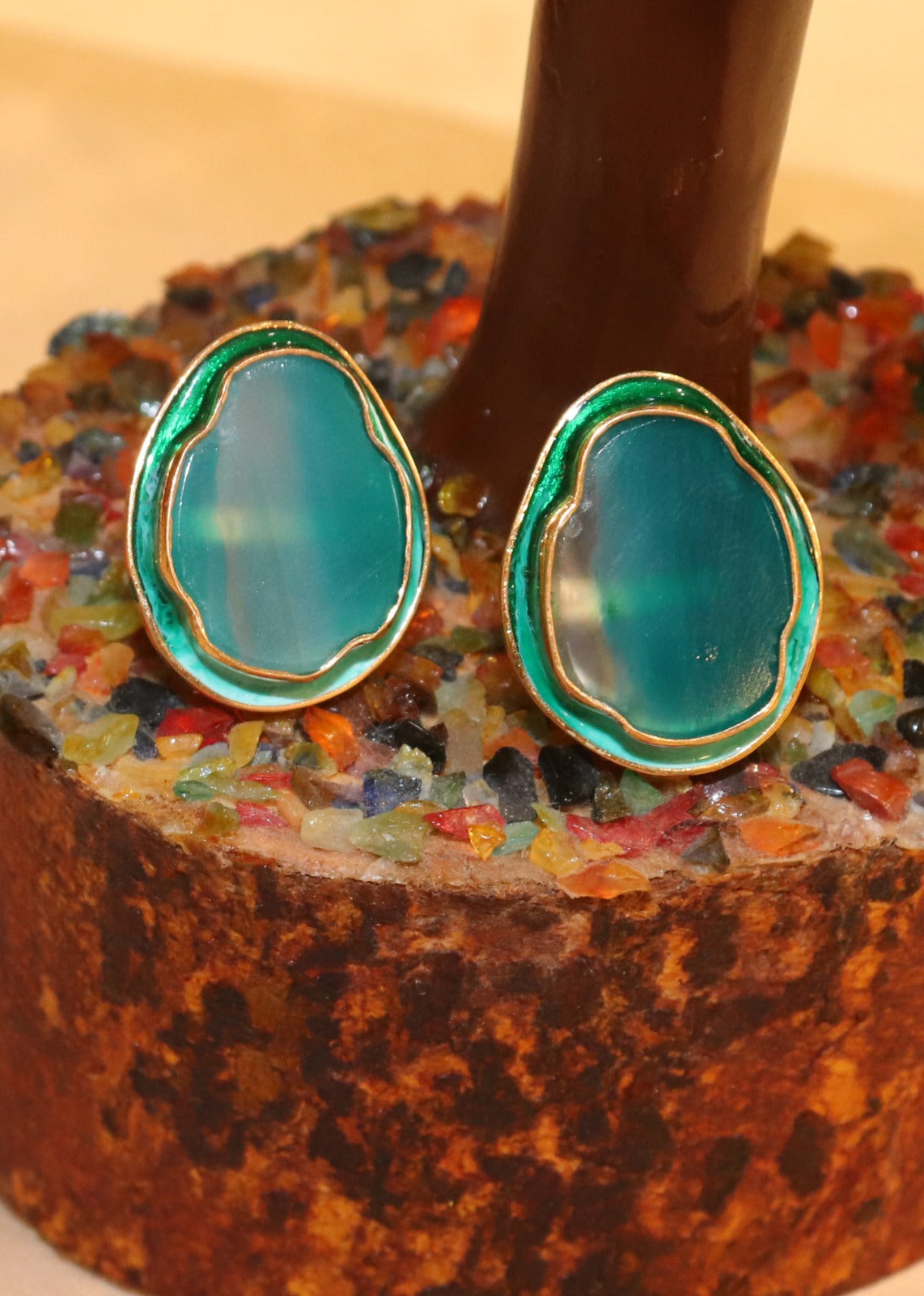 Arohi Meenakari Gold Plated Silver Stud Earrings