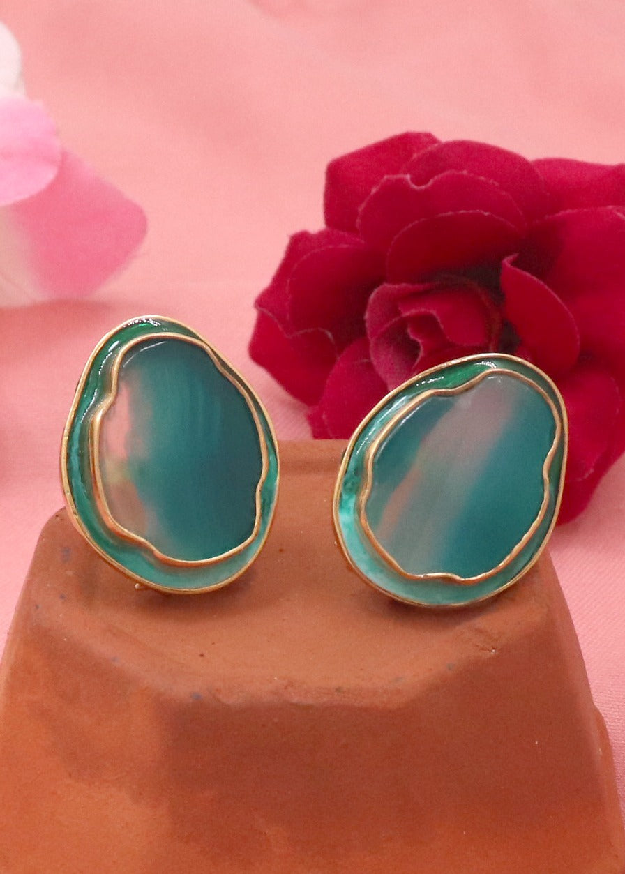 Arohi Meenakari Gold Plated Silver Stud Earrings