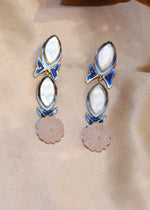 Chandrika Rose Quartz Long Gold Plated Danglers