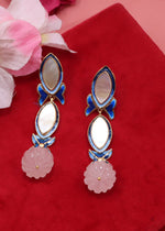 Chandrika Rose Quartz Long Gold Plated Danglers