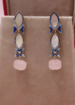 Chandrika Rose Quartz Long Gold Plated Danglers