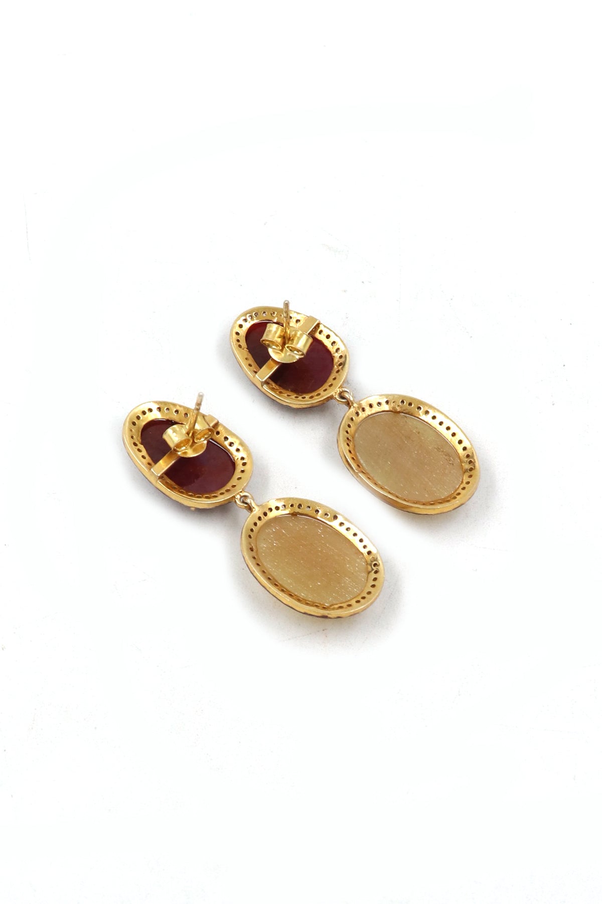 Statement Dangle Earrings in Ruby and Yellow Sapphire with Diamond