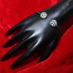Black Oxide Plated Adjustable Bracelet Uncut Diamond Polki Bracelet Jewelry VJewels