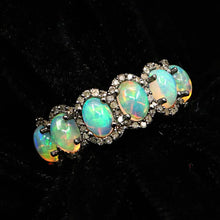 Black Oxide Plated Queen Era Opal Gemstone With Diamond Ring Jewelry VJewels