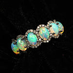 Black Oxide Plated Queen Era Opal Gemstone With Diamond Ring Jewelry VJewels