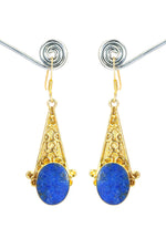 Designer Earrings Gold Plated Lapis Lazuli Gemstone Earring VJewels