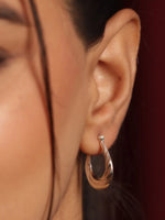 Drapery Texture Sterling Silver Puffed Hoop Earrings Jewelry VJewels