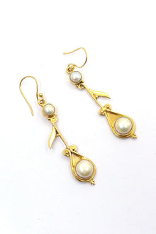 Elegant Designer Earrings Gold Plated with Pearl Gemstones VJewels