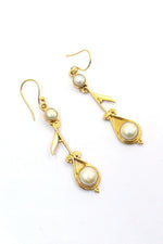Elegant Designer Earrings Gold Plated with Pearl Gemstones VJewels
