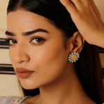Gold Plated Taal TurquoiseGemstone Studs Earring Jewelry VJewels