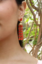 Coral & Gold Heritage Long Earring