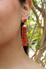 Coral & Gold Heritage Long Earring