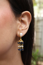 Lapis & Pearl Crown Earring