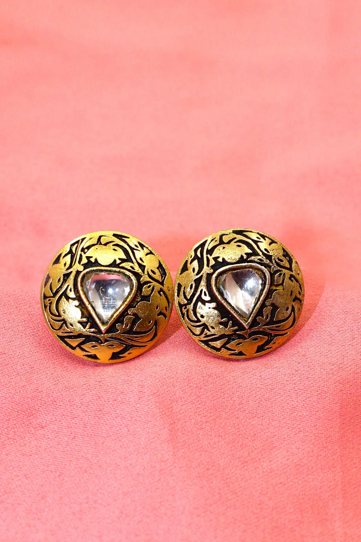 Moissanite Round Studs Carved Designer Earring Jewelry VJewels