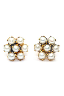 Pearl Gemstone Flower Shape Studs Earring VJewels