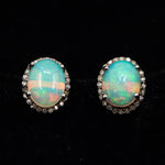 Queen Era Opal Gemstone And Diamond Stud Earring Jewelry VJewels