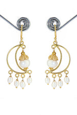 Radiant Gold-Plated Earrings with Stylish Pearl Gemstone Jewelry VJewels