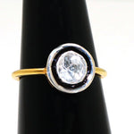 Round Shape Uncut Diamond Polki Gold Plated Ring Jewelry VJewels