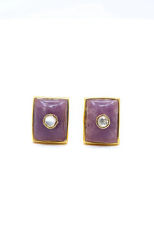 Royal Touch Gold Plated Cufflinks Featuring Sparkling Moissanite and Semi-Precious Stones Men's Jewelry VJewels