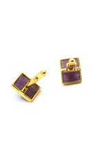 Royal Touch Gold Plated Cufflinks Featuring Sparkling Moissanite and Semi-Precious Stones Men's Jewelry VJewels