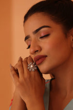 Silver Plated Magical Floral Pearl Design Ring Jewelry Vidita Jewels