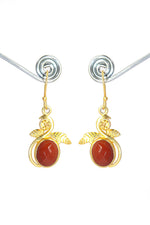 Stylish Gold-Plated with Vibrant Red Garnet Gemstone Earring Jewelry VJewels