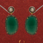 Two Tone Plated Emerald With Uncut Diamond Polki and Diamond Stud Earring Jewelry VJewels
