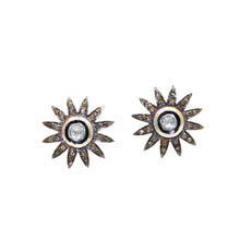 Two Tone Plated Uncut Diamond Polki With Diamond Stud Flower Design Earring jewelry VJewels