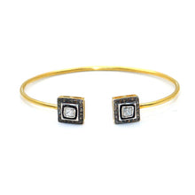 Uncut Diamond Polki And Diamond Two Tone Adjustable Bracelet Jewelry VJewels