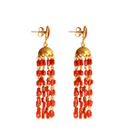 Coral & Gold Heritage Long Earring