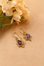 Silver Garnet Crown Earring