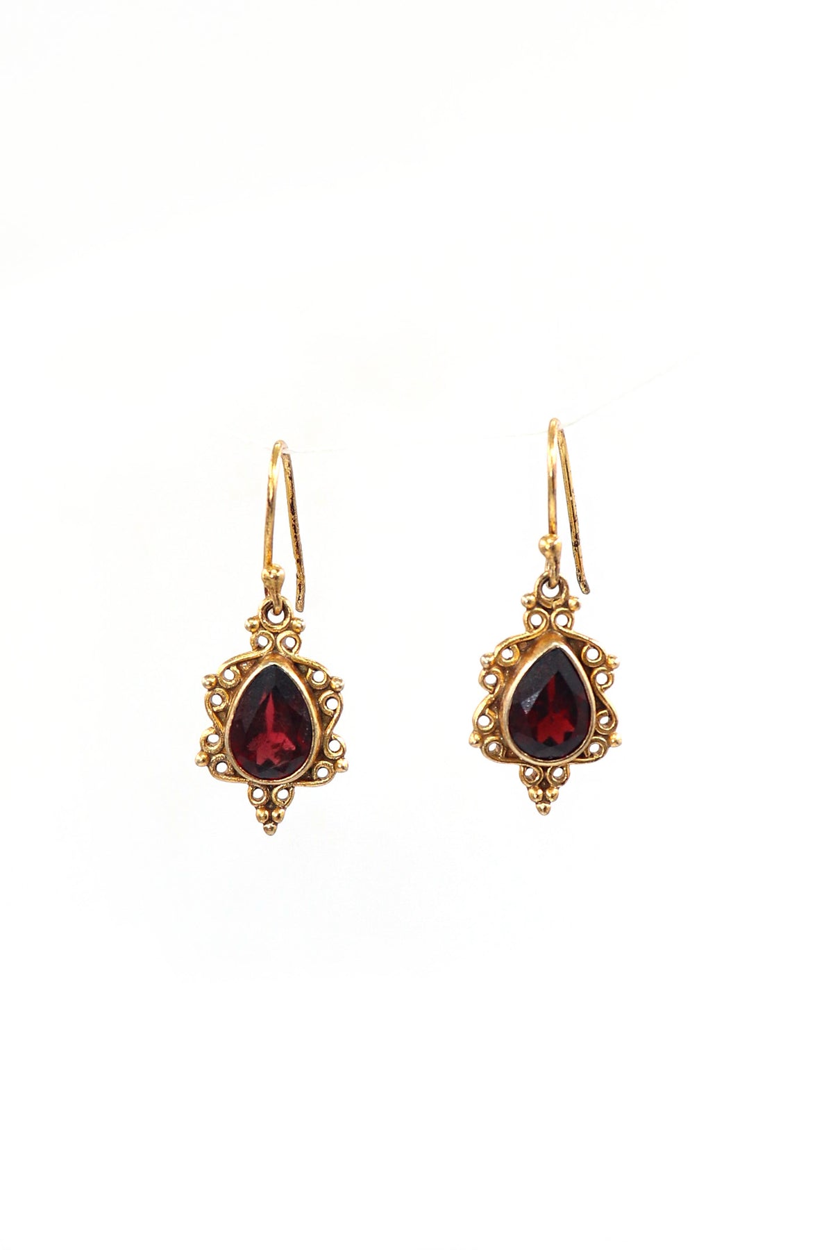 Silver Garnet Crown Earring