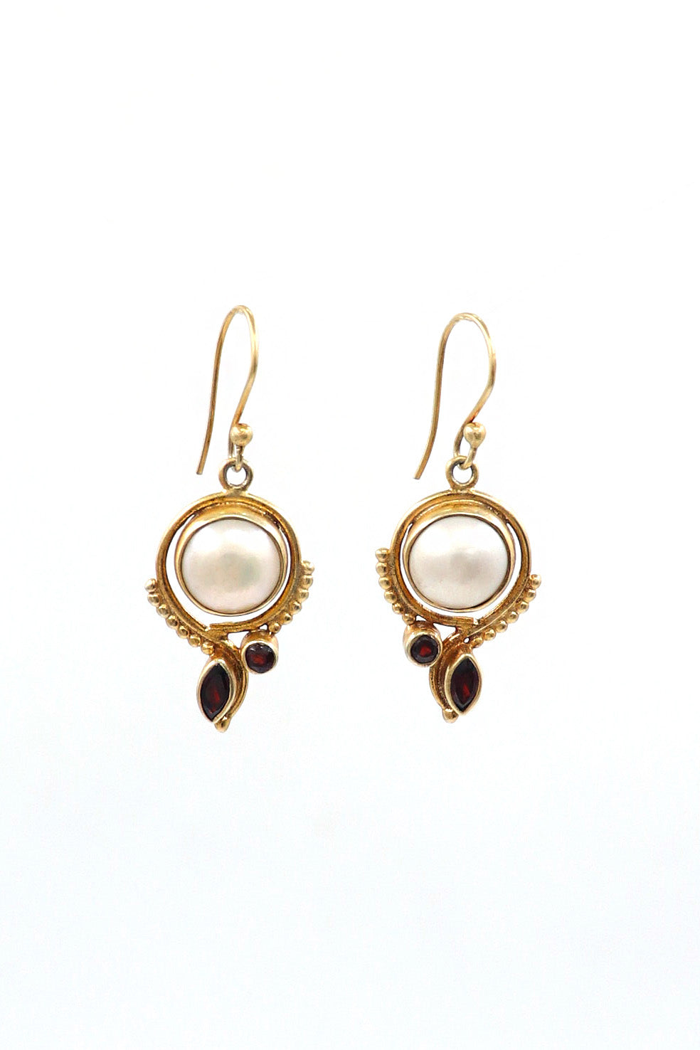 Pearl & Garnet Regal Dangle Earring