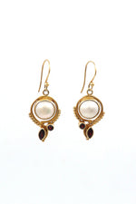 Pearl & Garnet Regal Dangle Earring