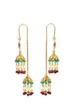 Golden Emerald & Pearl Glimmer Earring