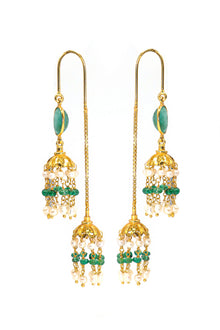 Golden Emerald & Pearl Luminous Earring