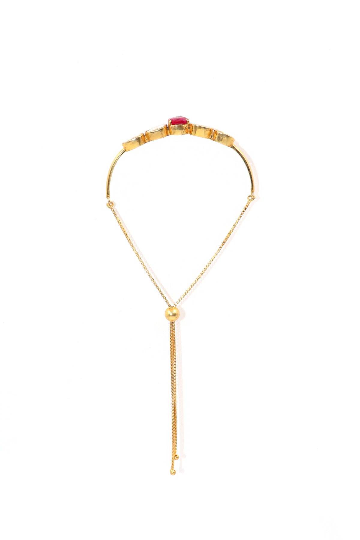 Golden Moissanite & Ruby Elegance Bracelet