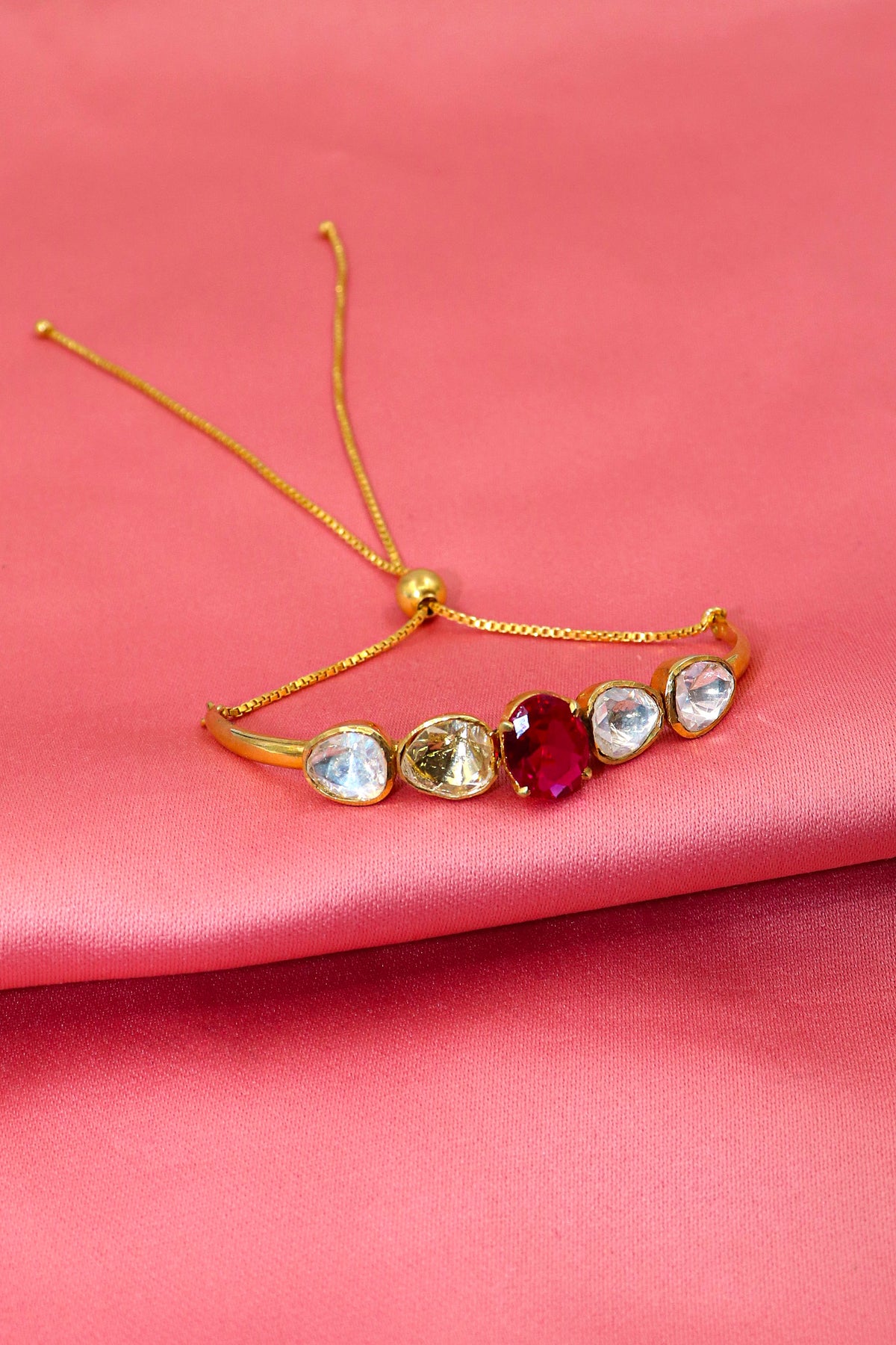 Golden Moissanite & Ruby Elegance Bracelet