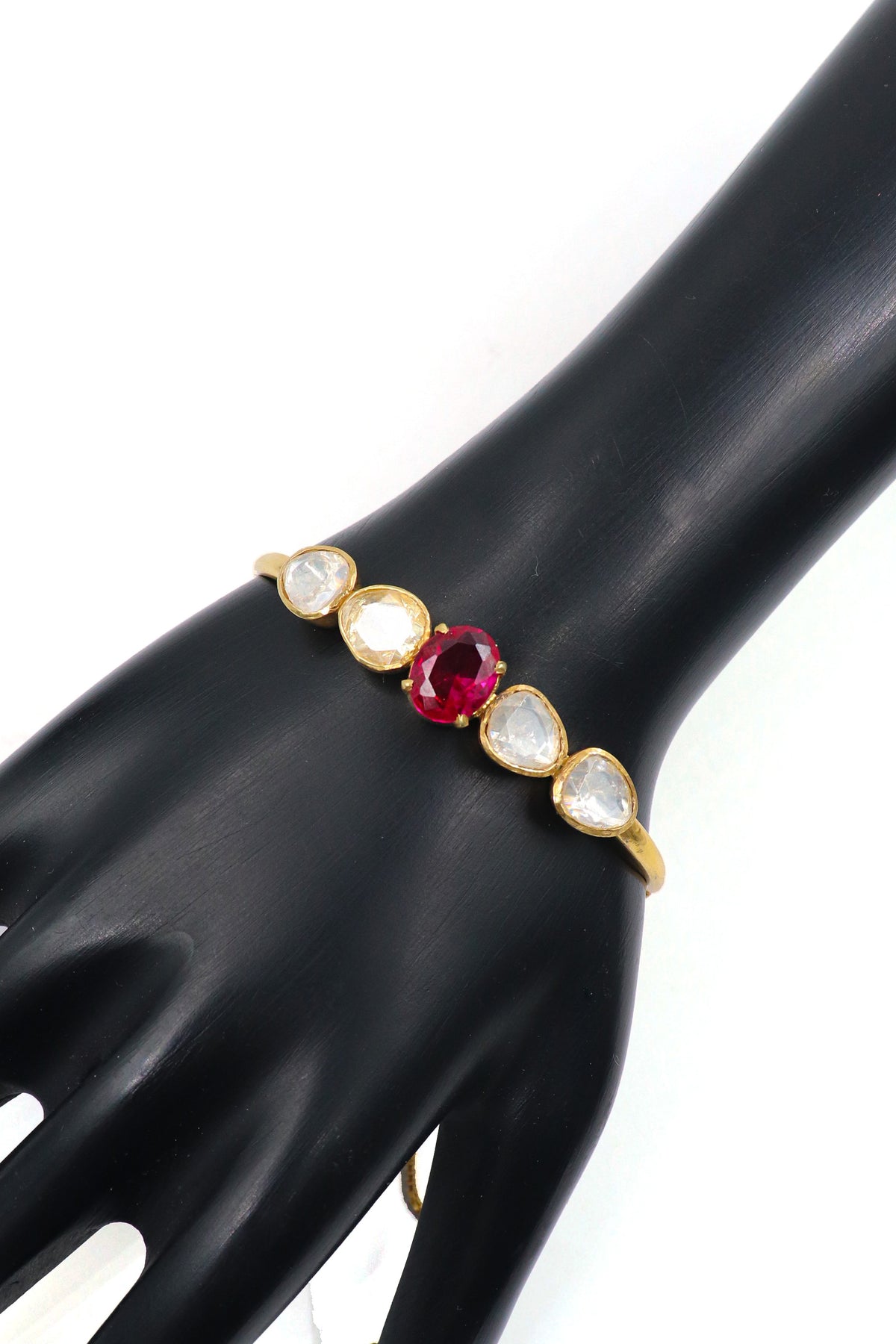 Golden Moissanite & Ruby Elegance Bracelet