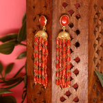 Coral & Gold Heritage Long Earring
